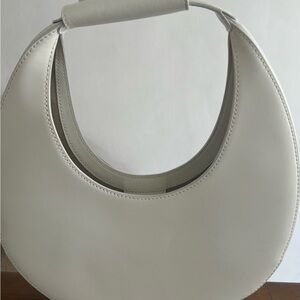 STAUD White Crescent Leather Shoulder Bag